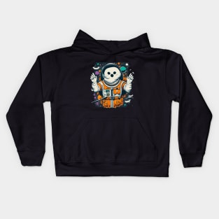 Funny Halloween Boo Ghost Pumpkin Astronaut Kids Hoodie